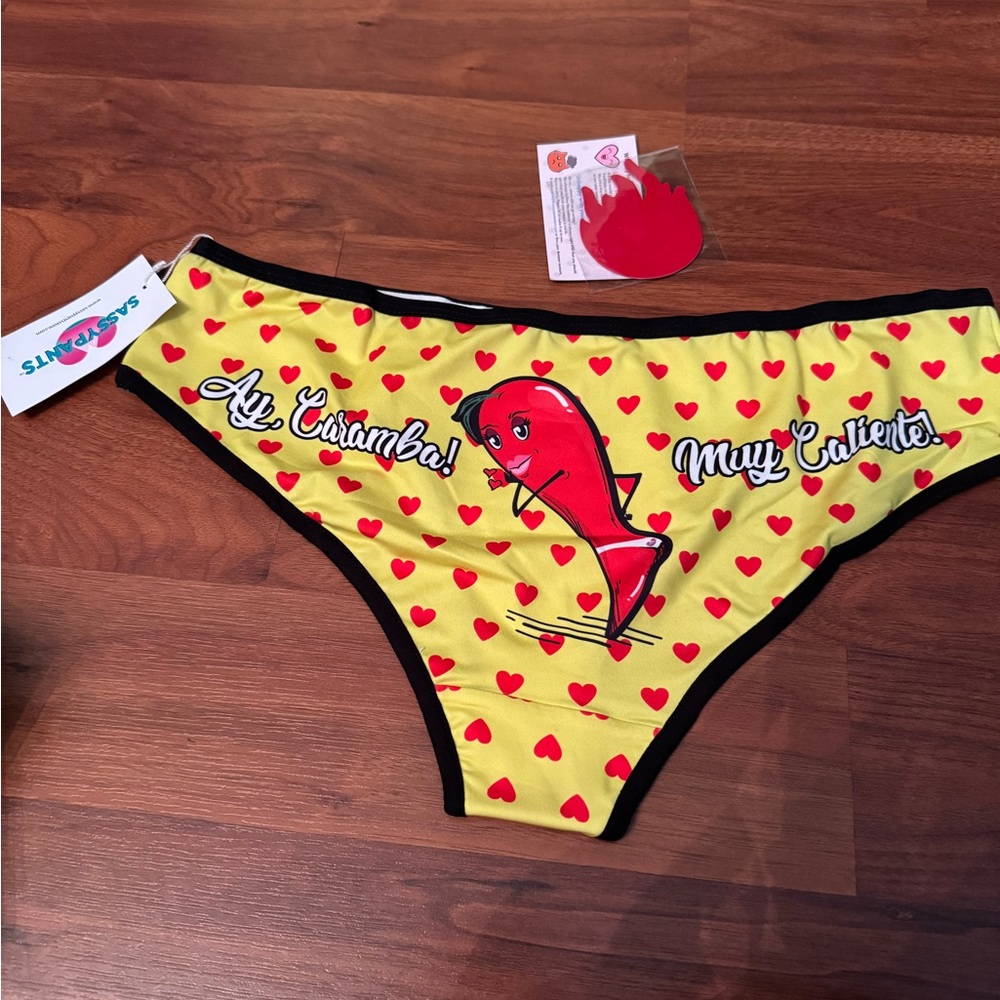 Spicy Underwear - Yellow with Red Hearts